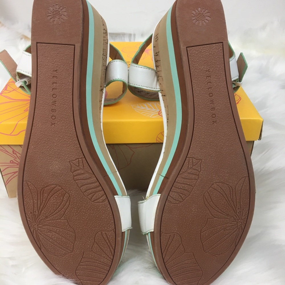 Yellowbox white teal cork Coreen wedge sandals - Picture 5 of 8